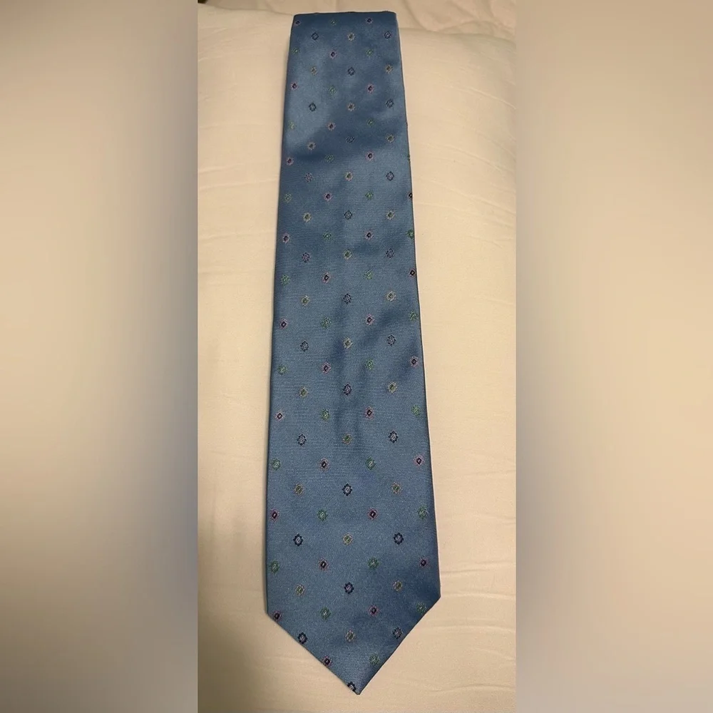 Brooks Brothers Tie Silk Blue Geometric 3.5